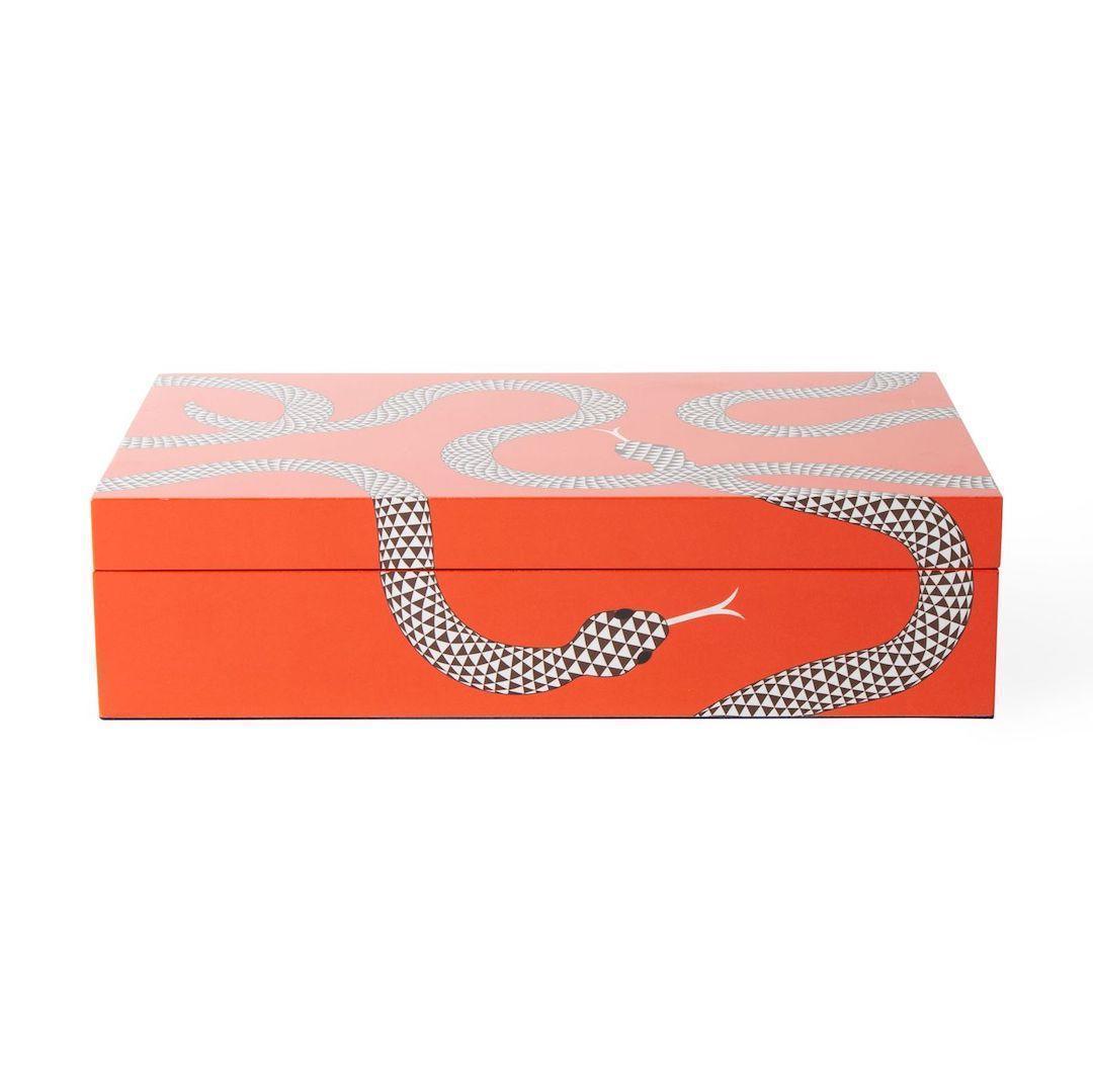 Jonathan Adler Eden Lacquer Aufbewahrungsbox mit Deckel Large | Orange