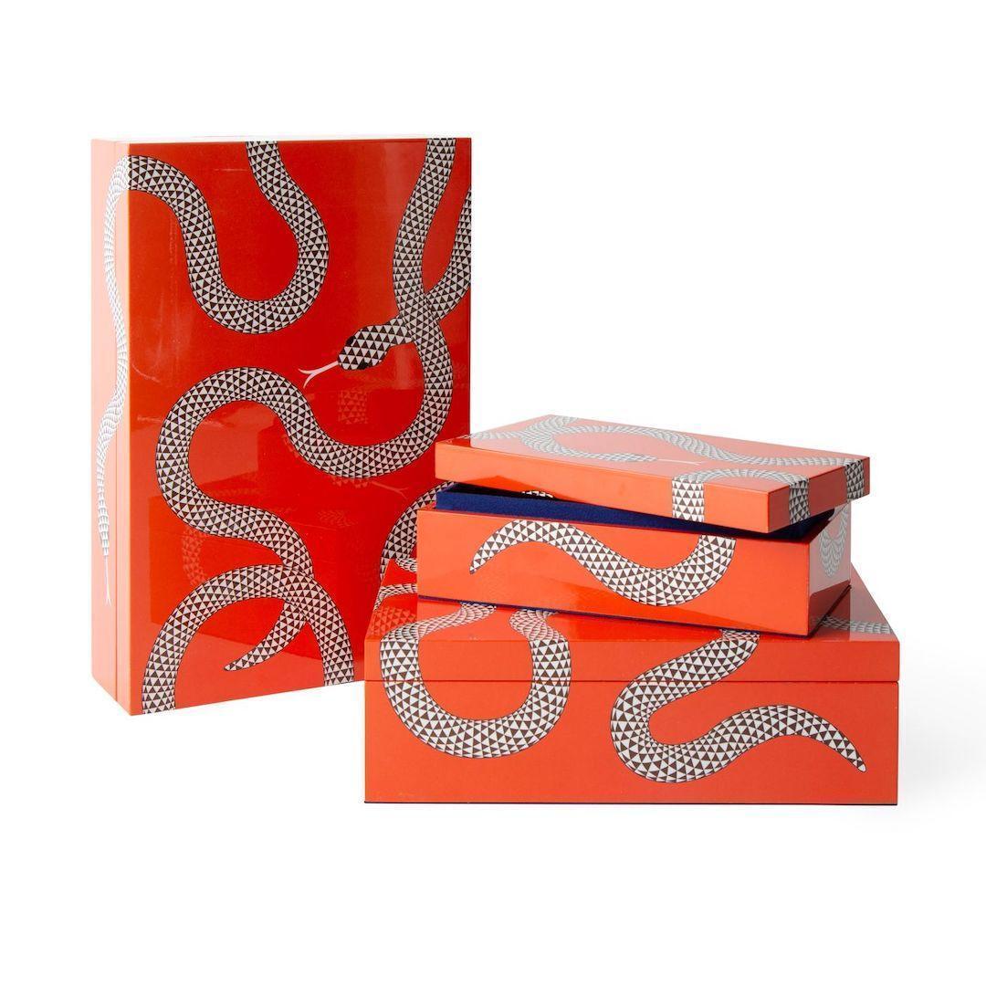 Jonathan Adler Eden Lacquer Aufbewahrungsbox mit Deckel Large | Orange