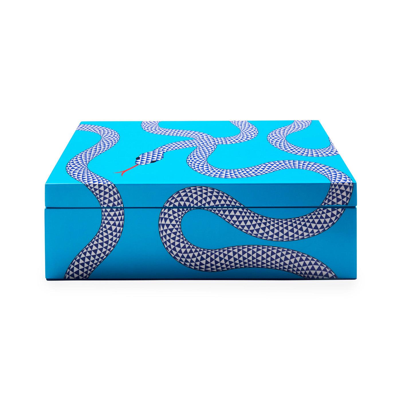 Jonathan Adler Eden Lacquer Aufbewahrungsbox mit Deckel Medium | blau