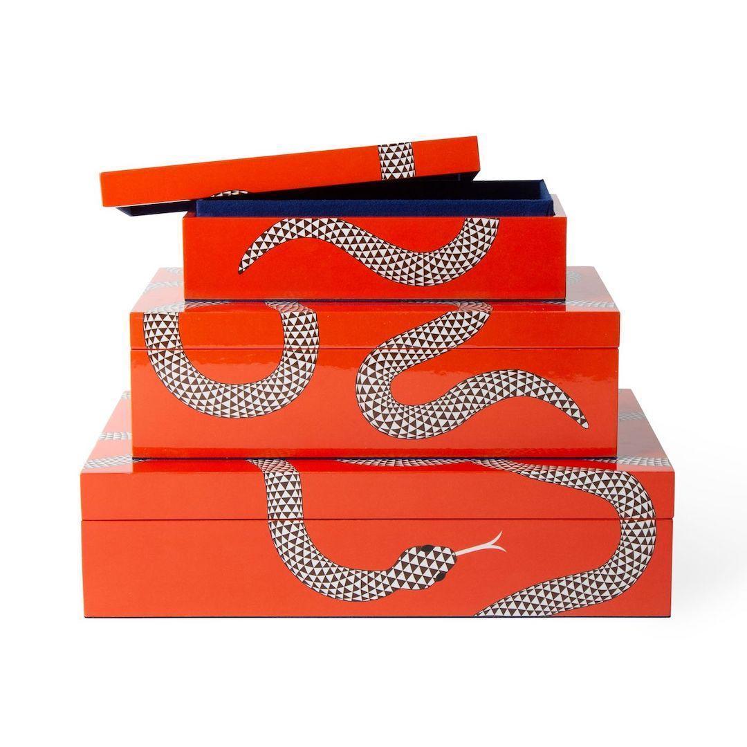 Jonathan Adler Eden Lacquer Aufbewahrungsbox mit Deckel Medium | Orange