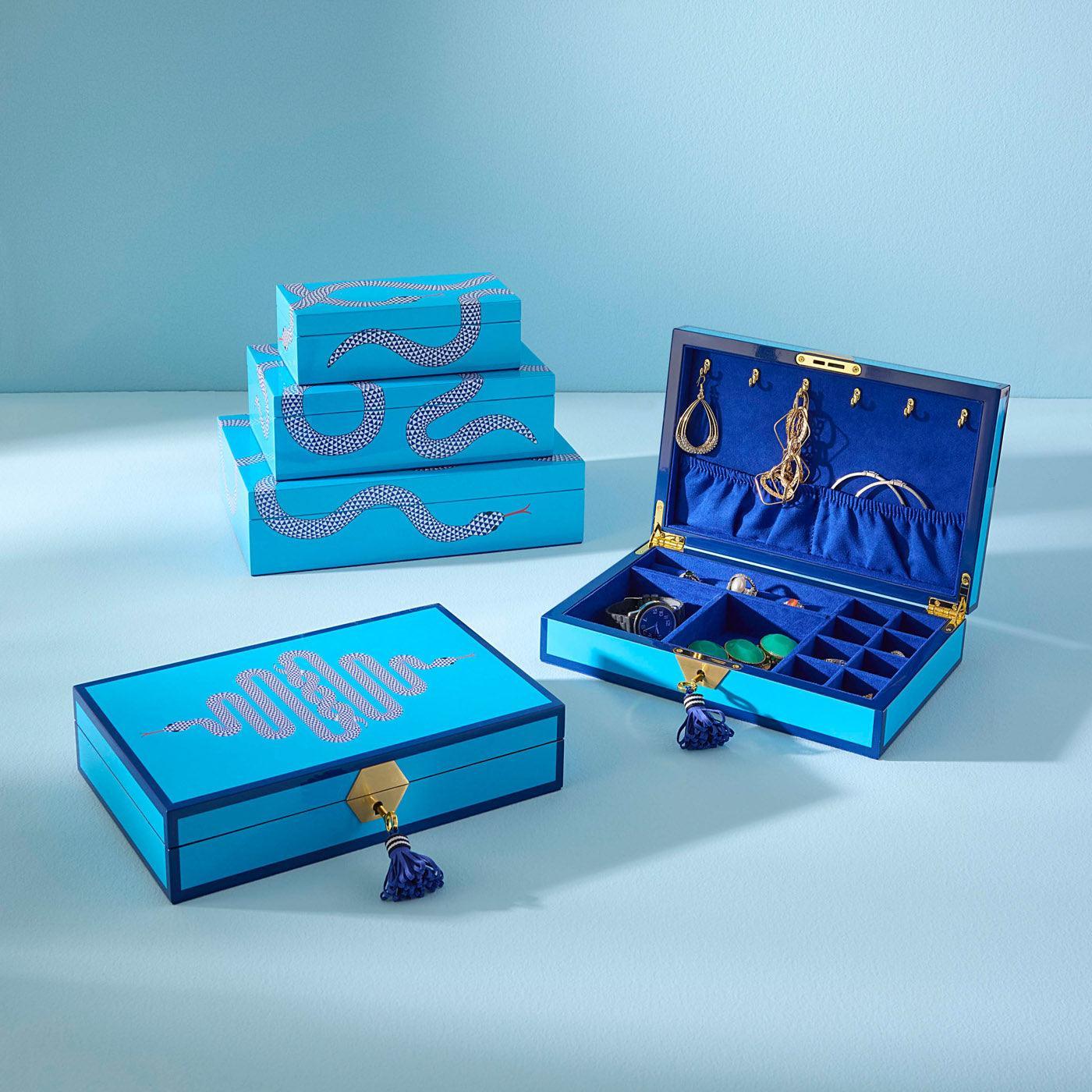 Jonathan Adler Eden Laquer Aufbewahrungsbox mit Deckel Small | blau