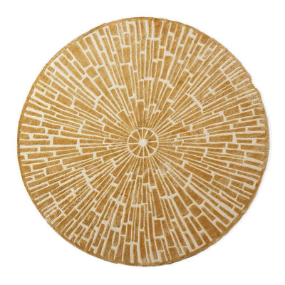 Jonathan Adler Handgewebter Teppich Sunburst rund  | Gold Codeso Living