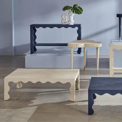 Jonathan Adler Lederbezogener Schreibtisch Flow | Ivory