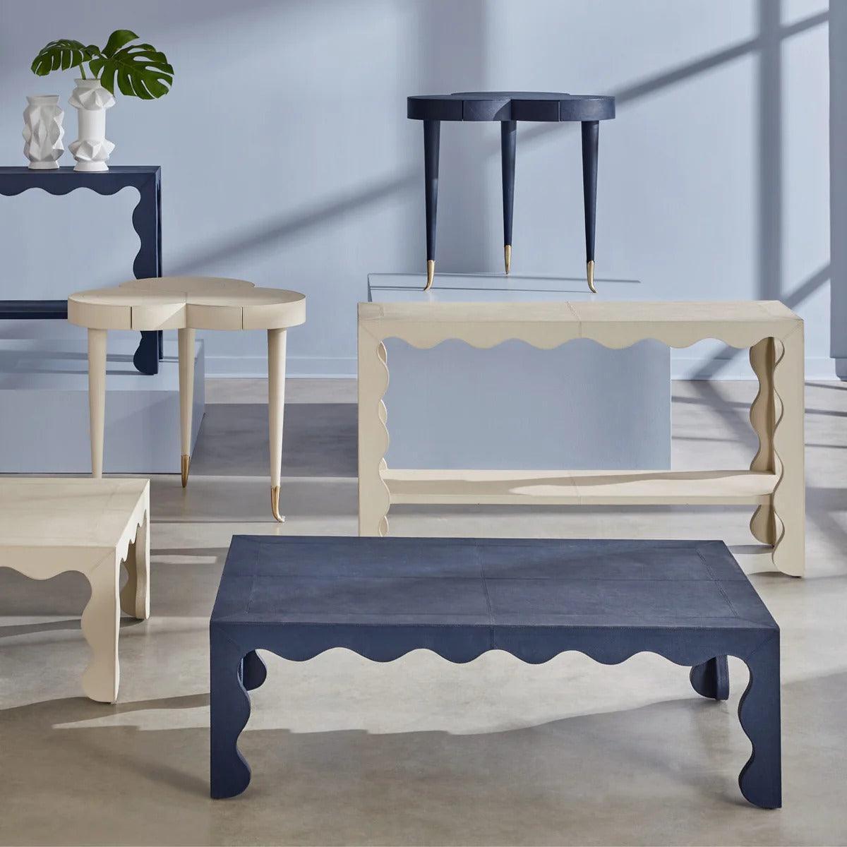 Jonathan Adler Lederbezogener Schreibtisch Flow | Ivory