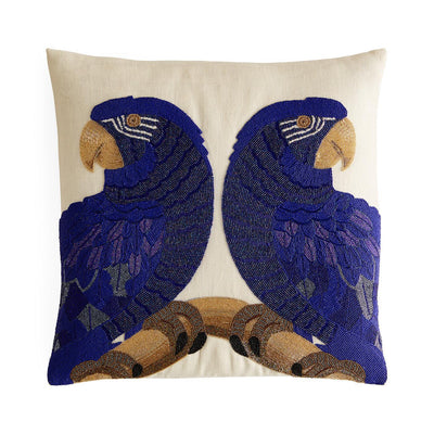 Jonathan Adler mit Perlen besticktes Kissen Macaw Papageien