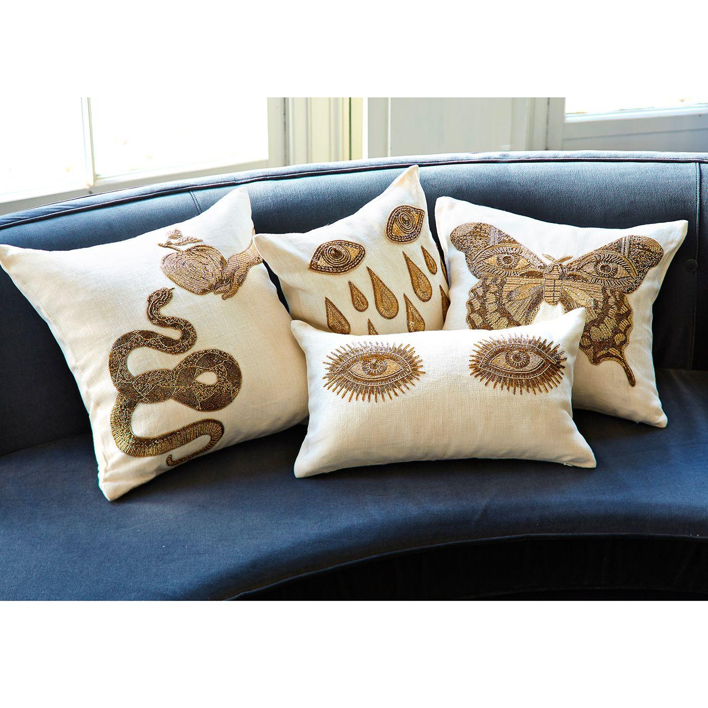 Jonathan Adler mit Perlen besticktes Kissen Muse Snake & Apple | 50x50 cm