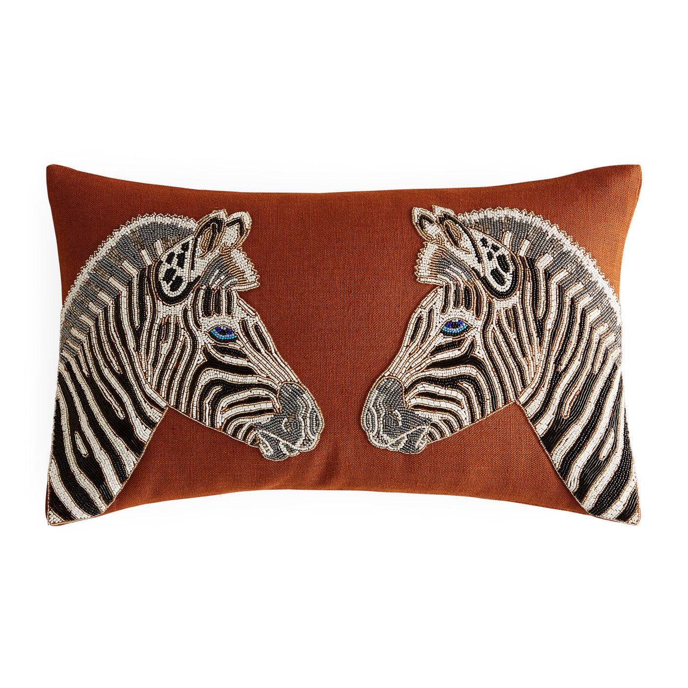 Jonathan Adler mit Perlen besticktes Kissen Zebra