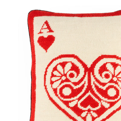 Jonathan Adler Needlepoint Kissen Ace Of Hearts