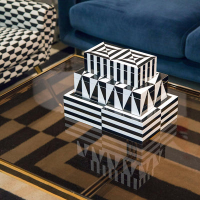 Jonathan Adler Op Art Lacquer Aufbewahrungsbox mit Deckel | Large