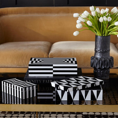 Jonathan Adler Op Art Lacquer Aufbewahrungsbox mit Deckel | Medium