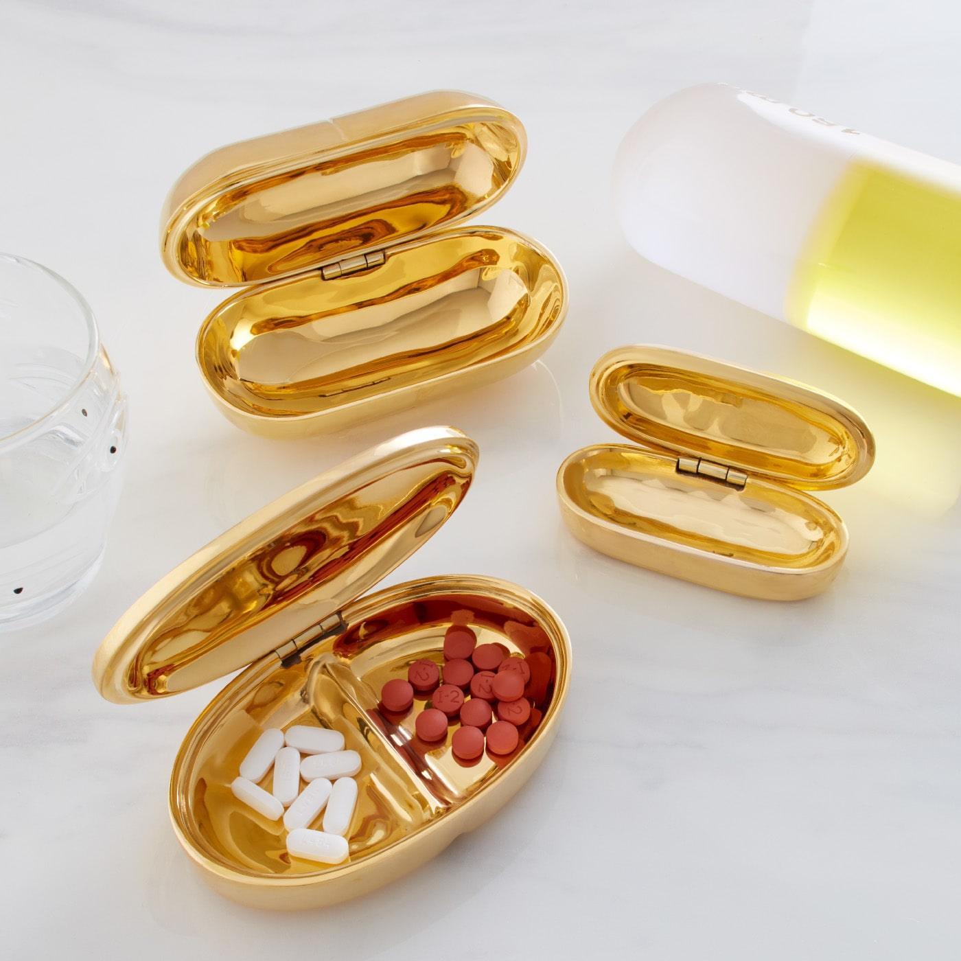 Jonathan Adler Prozac Pillendose aus massivem Messing | Gold