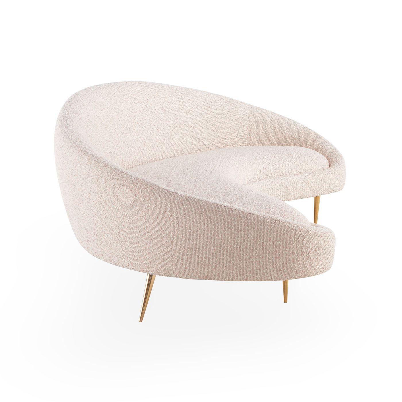 Jonathan Adler Rundes Bouclé-Sofa Ether | Cirrus Blush