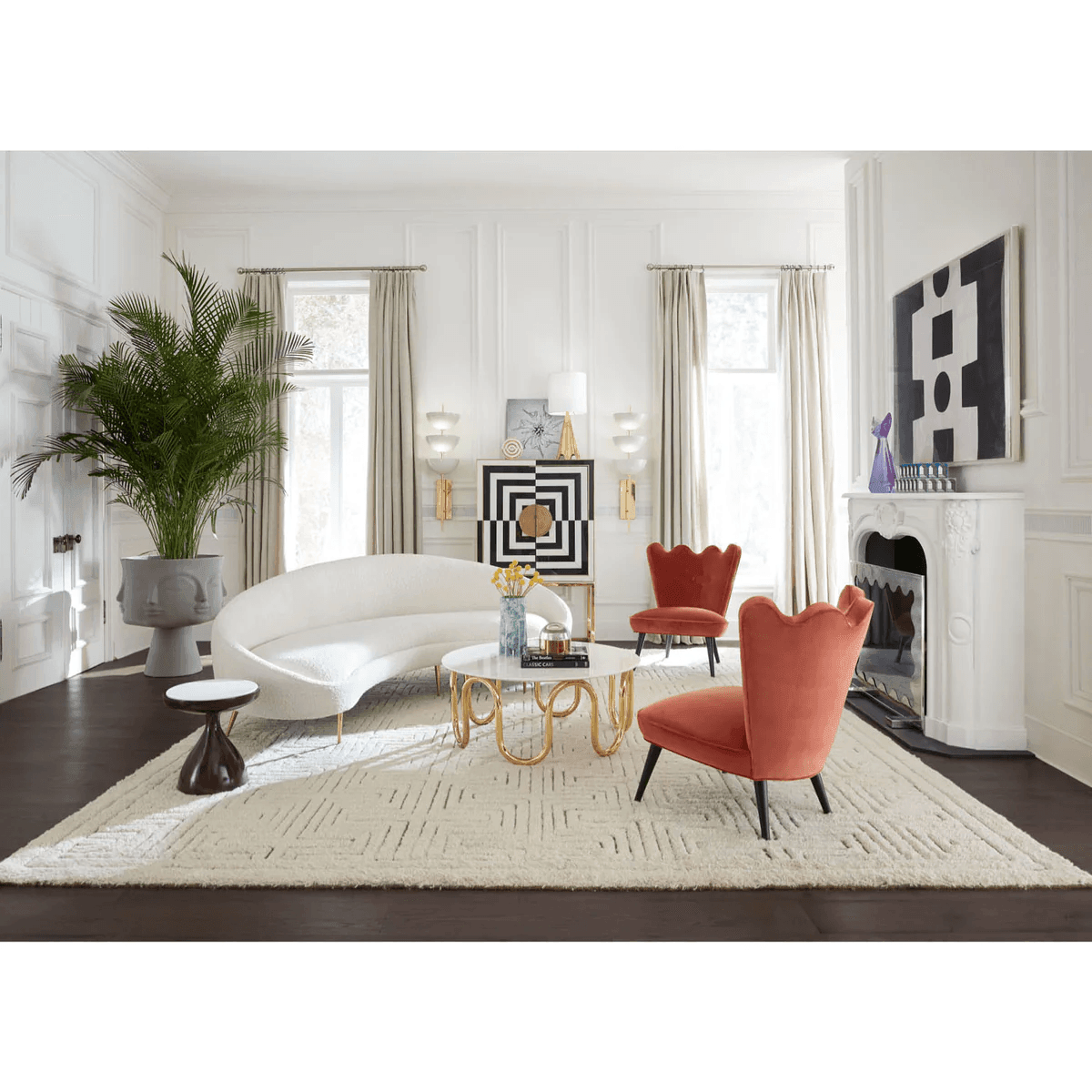 Jonathan Adler Rundes Bouclé-Sofa Ether | Olympus Oatmeal