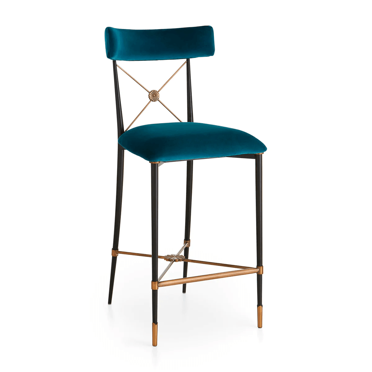 Jonathan Adler Samt-Barhocker Counterstuhl Rider | Rialto Peacock