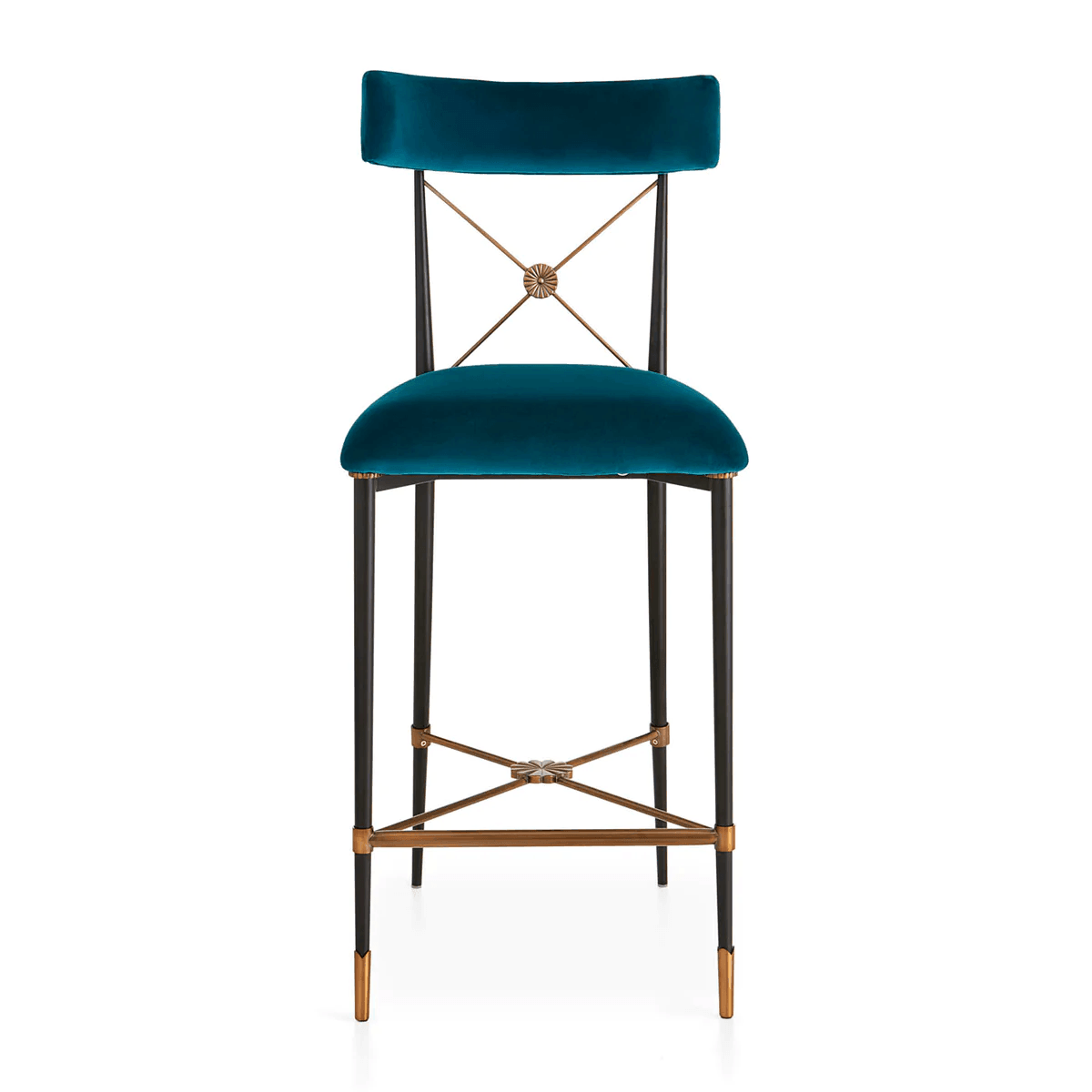 Jonathan Adler Samt-Barhocker Counterstuhl Rider | Rialto Peacock