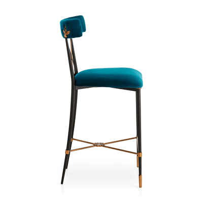 Jonathan Adler Samt-Barhocker Counterstuhl Rider | Rialto Peacock