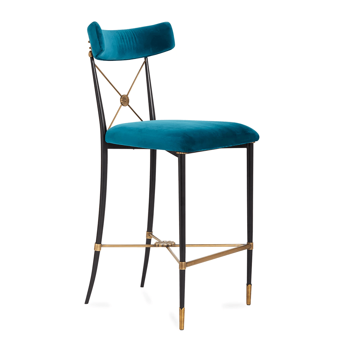 Jonathan Adler Samt-Barhocker Counterstuhl Rider | Rialto Peacock