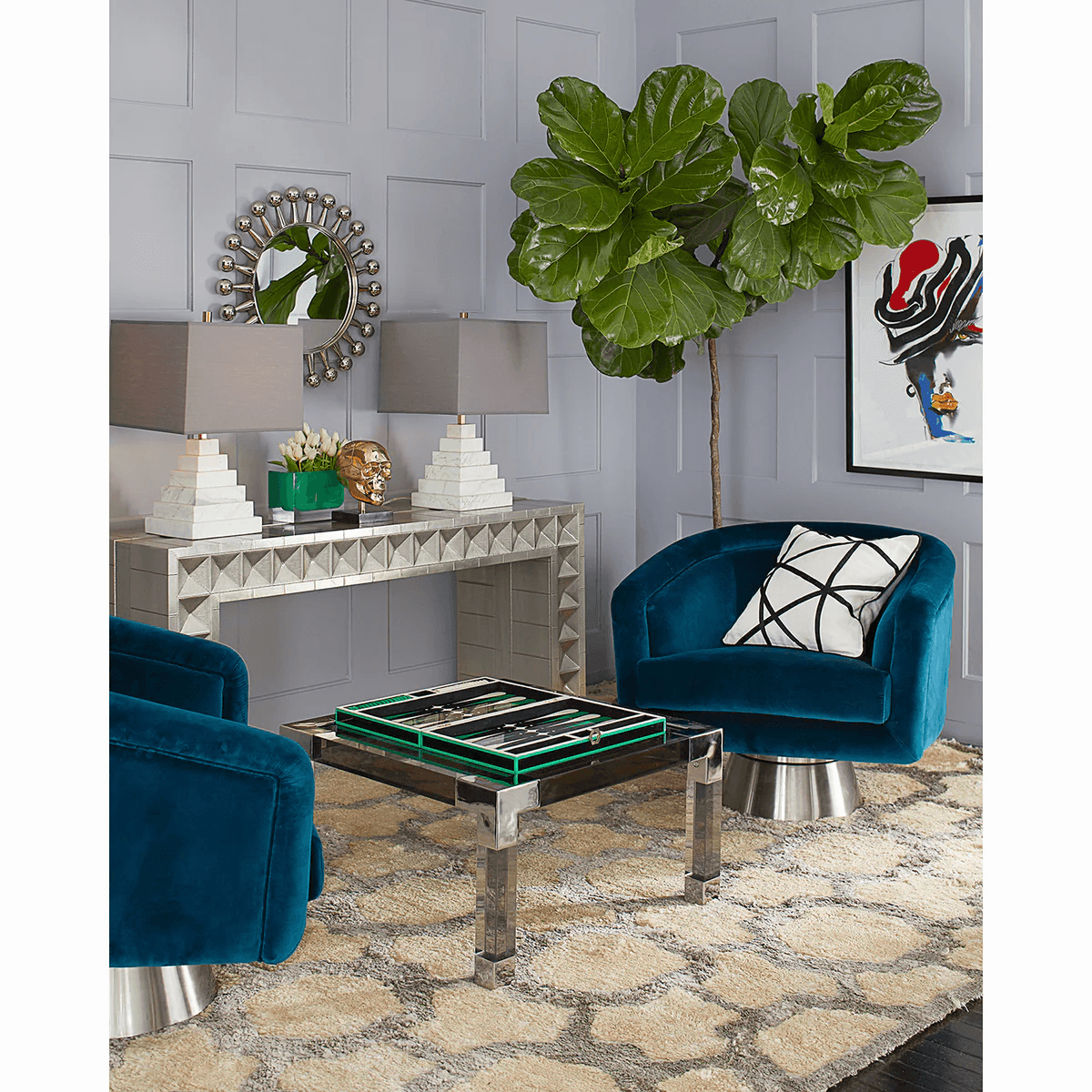 Jonathan Adler Samt-Drehsessel Bacharach | Rialto Reef