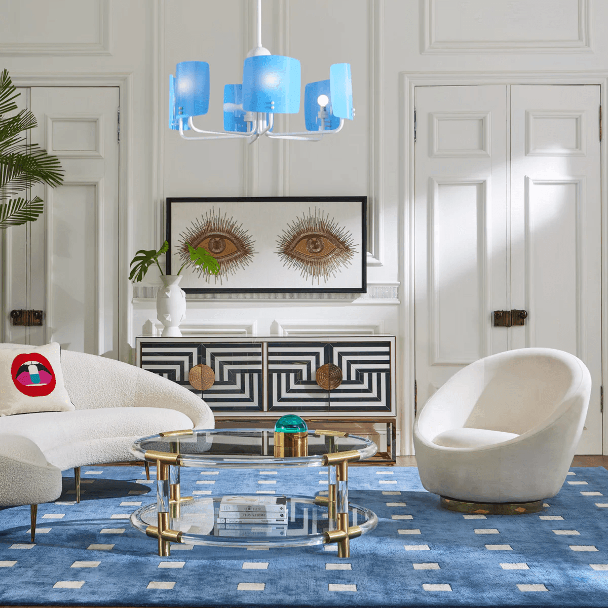 Jonathan Adler Samt-Drehsessel Ether | Bergamo Snow