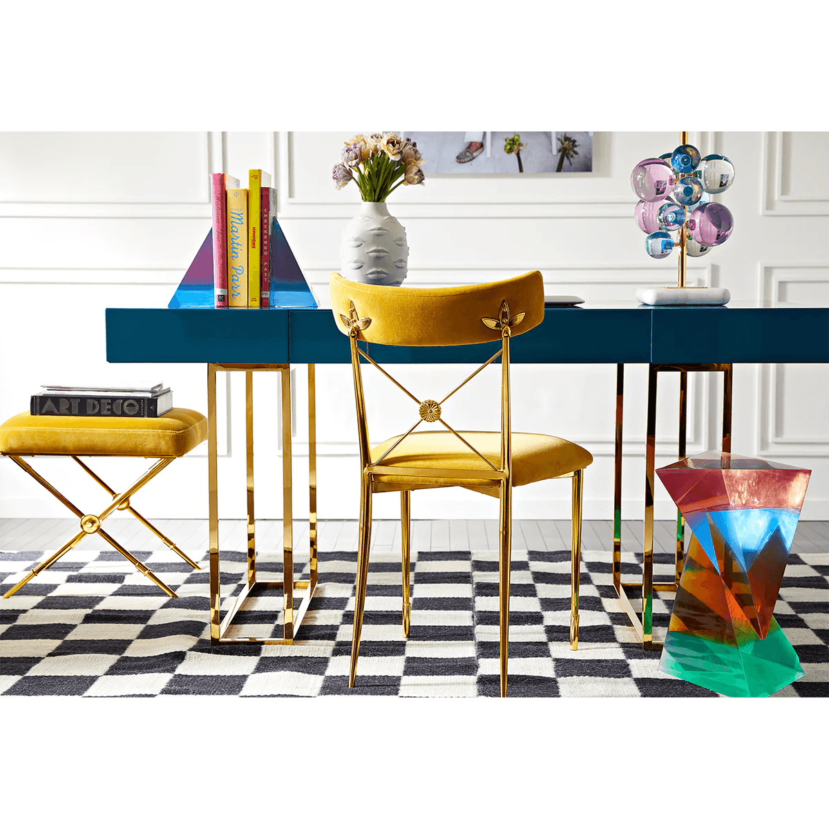 Jonathan Adler Samt-Hocker Rider | Rialto Gold