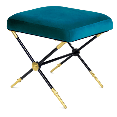 Jonathan Adler Samt-Hocker Rider | Rialto Peacock