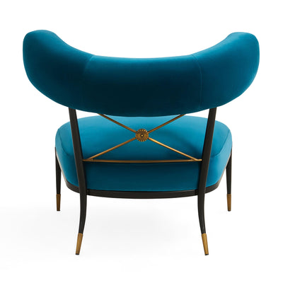 Jonathan Adler Samt Lounge-Chair Sessel Rider Klismos | Rialto Peacock