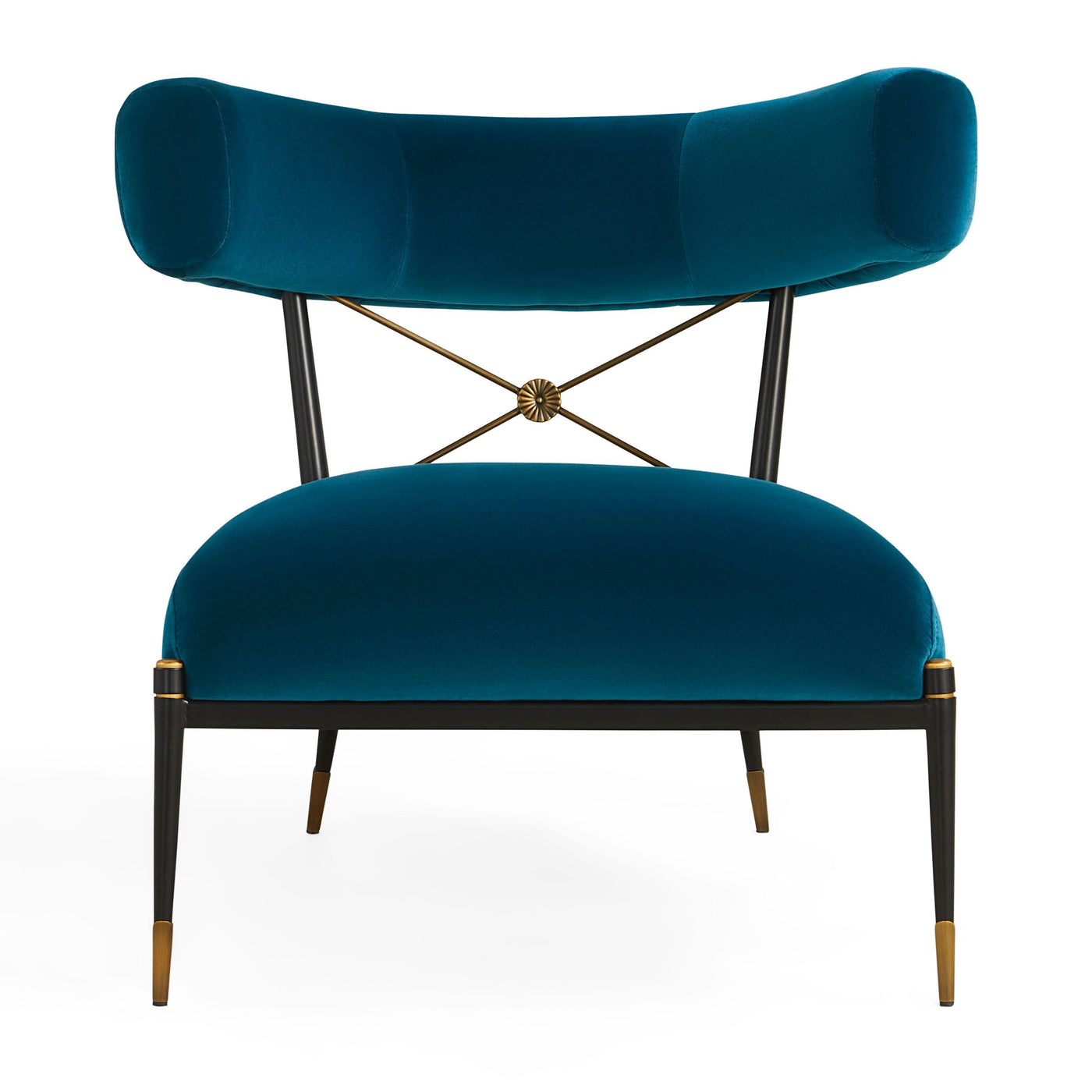 Jonathan Adler Samt Lounge-Chair Sessel Rider Klismos | Rialto Peacock