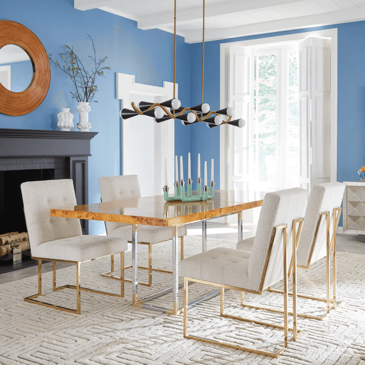 Jonathan Adler Jonathan Adler Samt-Polsterstuhl Goldfinger | Rialto Navy Codeso Living