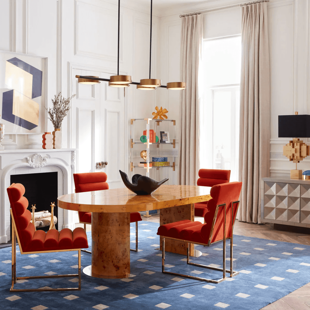 Jonathan Adler Samt-Polsterstuhl Goldfinger | Varese Persimmon