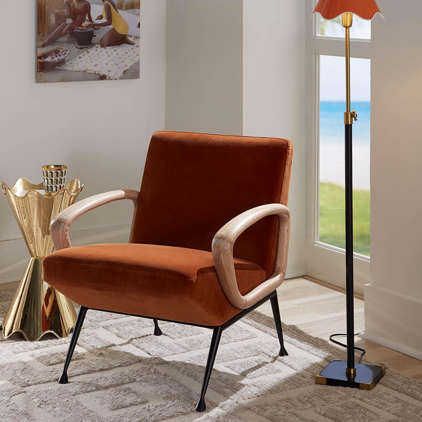 Jonathan Adler Samt-Sessel & Lounge-Chair Gainsbourg | Varese Cognac