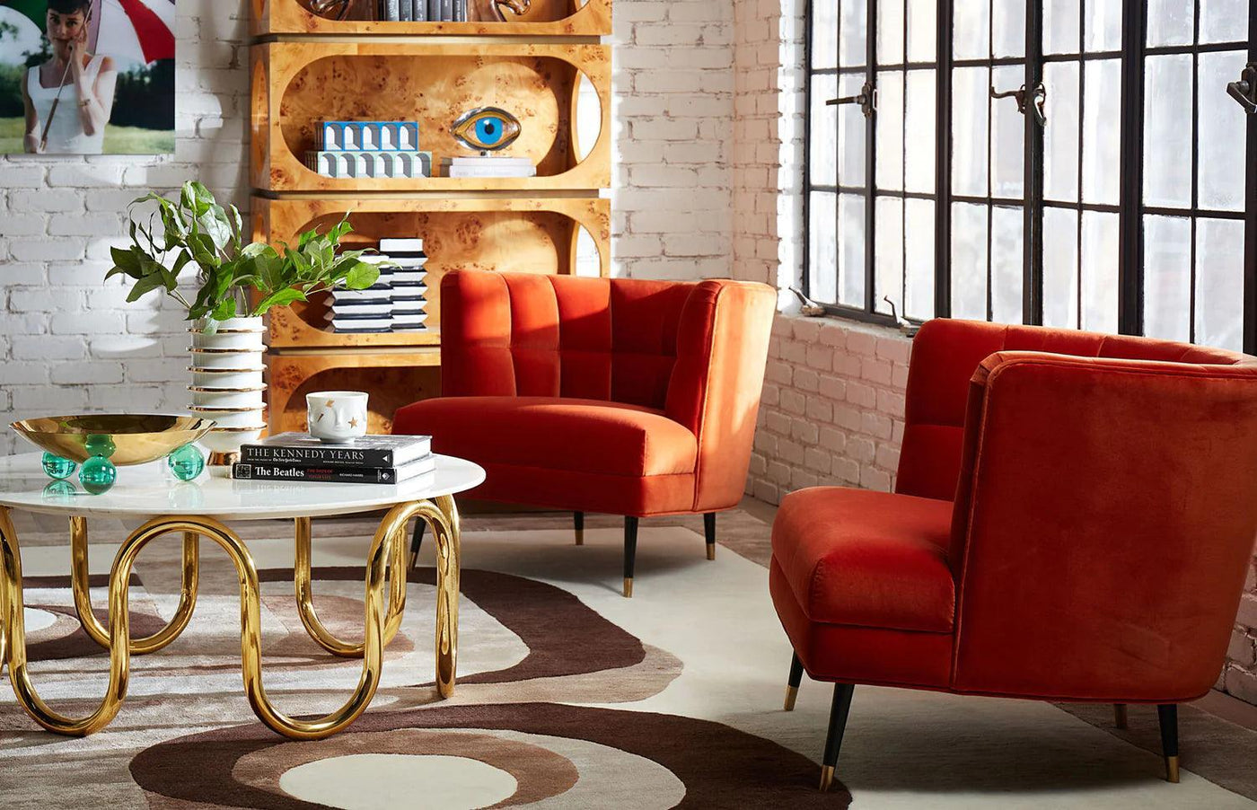 Jonathan Adler Samt-Sessel Draper | Varese Persimmon