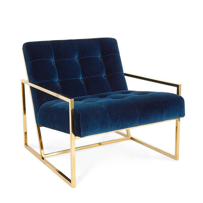 Jonathan Adler Samt-Sessel Lounge-Chair Goldfinger | Rialto Navy