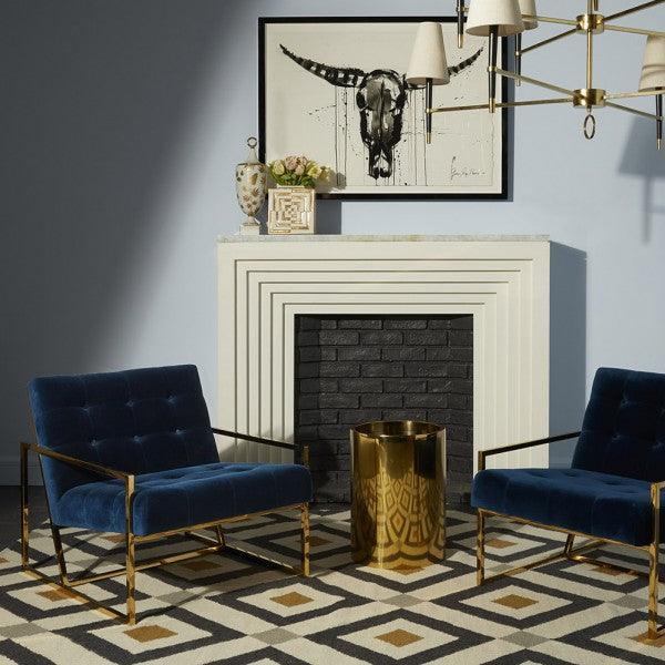 Jonathan Adler Samt-Sessel Lounge-Chair Goldfinger | Rialto Navy