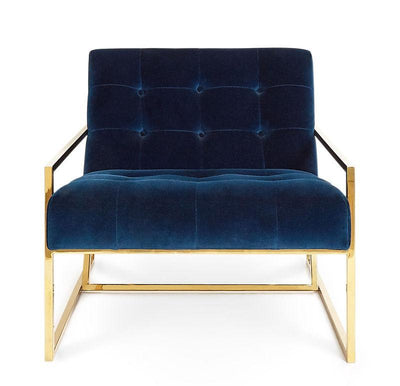 Jonathan Adler Samt-Sessel Lounge-Chair Goldfinger | Rialto Navy