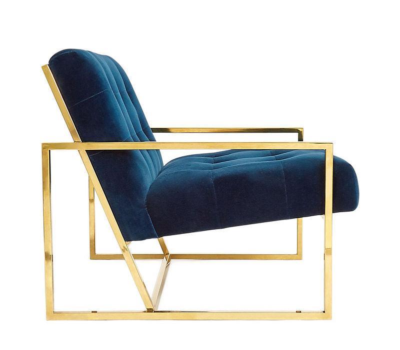 Jonathan Adler Samt-Sessel Lounge-Chair Goldfinger | Rialto Navy