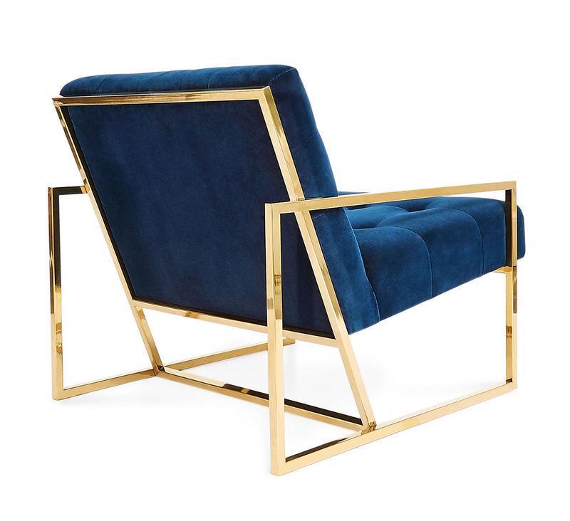 Jonathan Adler Samt-Sessel Lounge-Chair Goldfinger | Rialto Navy