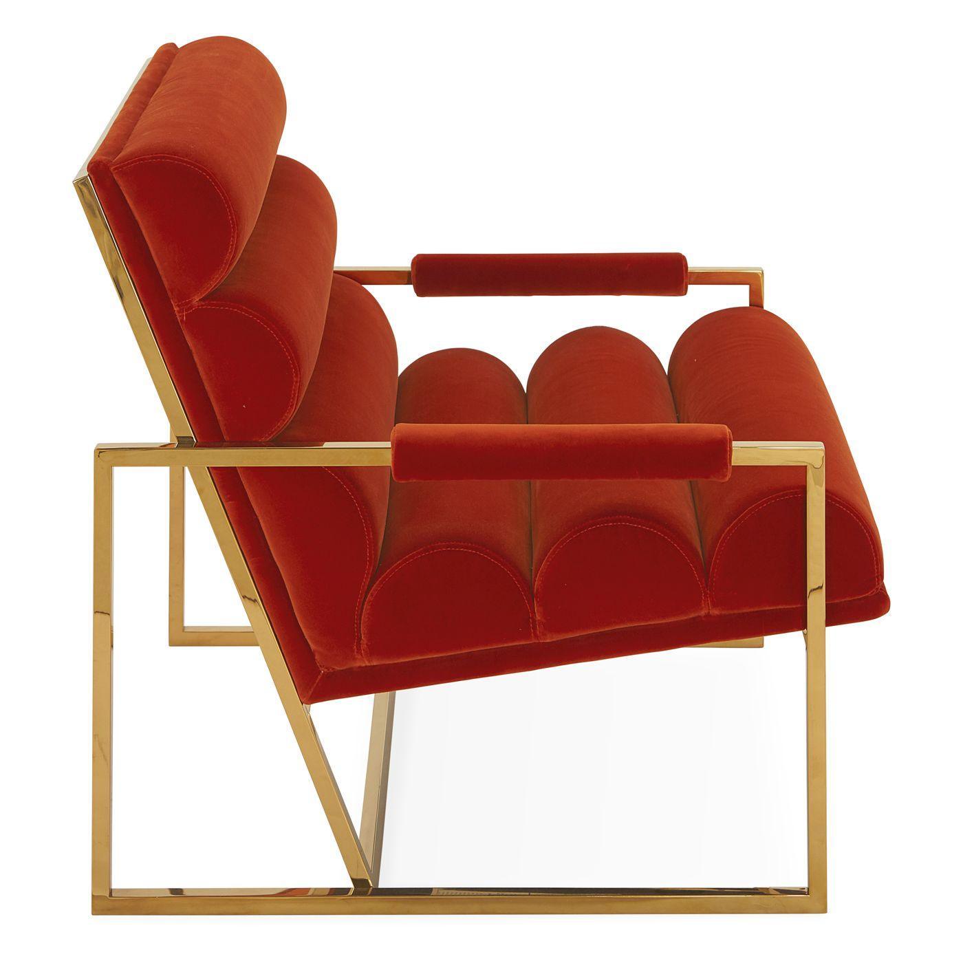 Jonathan Adler Samt-Sessel Lounge-Chair Goldfinger | Varese Persimmon