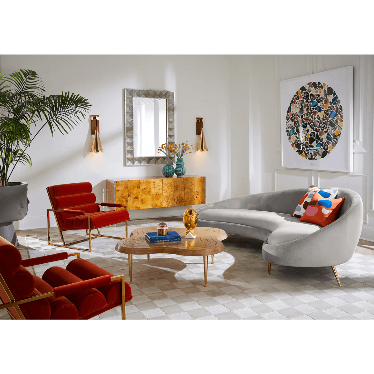 Jonathan Adler Jonathan Adler Samt-Sessel Lounge Chair Goldfinger | Varese Persimmon Codeso Living