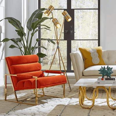 Jonathan Adler Samt-Sessel Lounge-Chair Goldfinger | Varese Persimmon