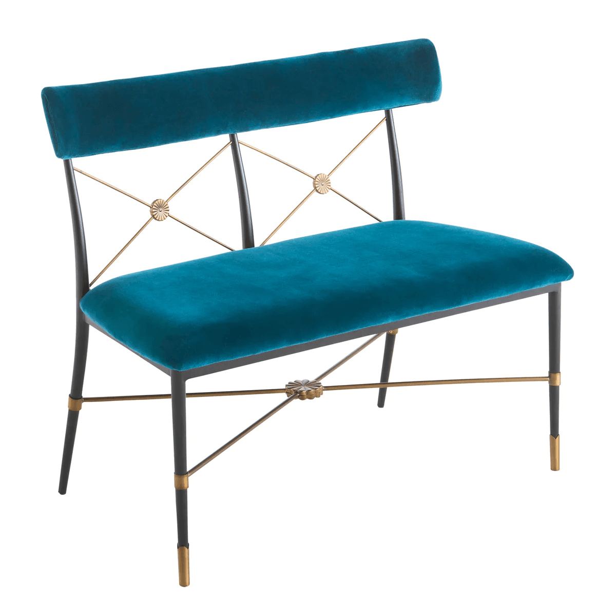 Jonathan Adler Samt-Sitzbank Rider | Rialto Peacock