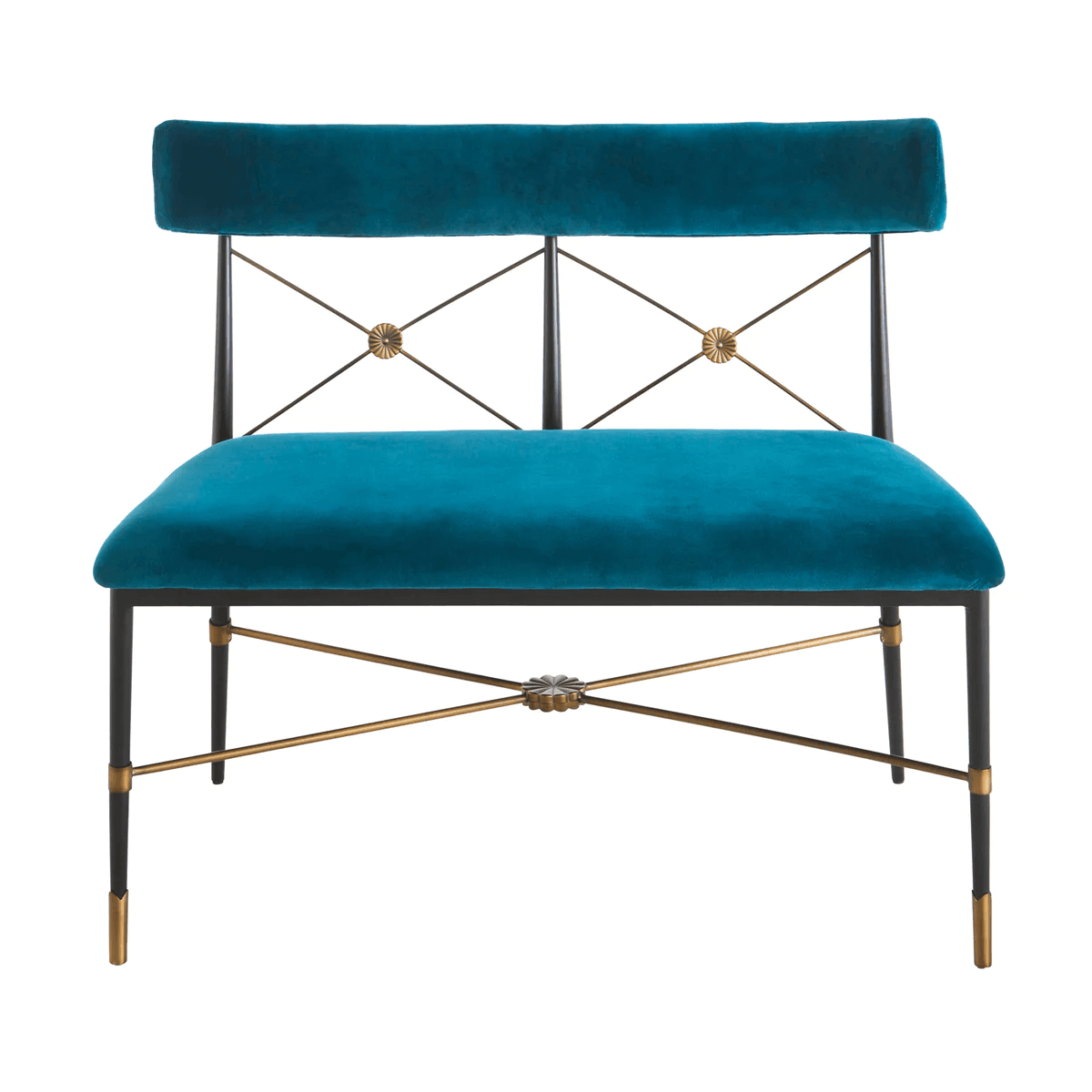 Jonathan Adler Samt-Sitzbank Rider | Rialto Peacock