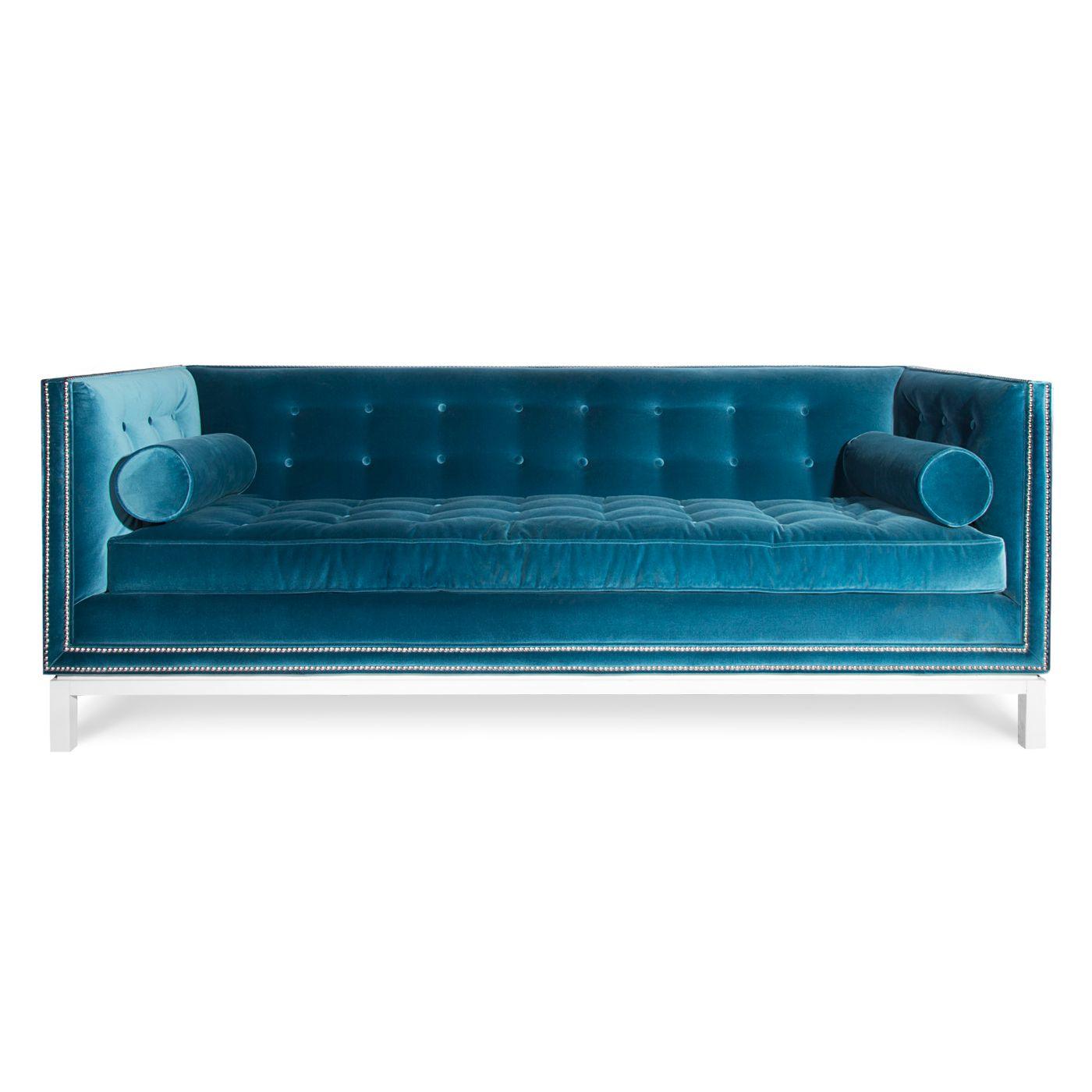 Jonathan Adler Samtsofa Lampert mit Nieten | Venice Peacock