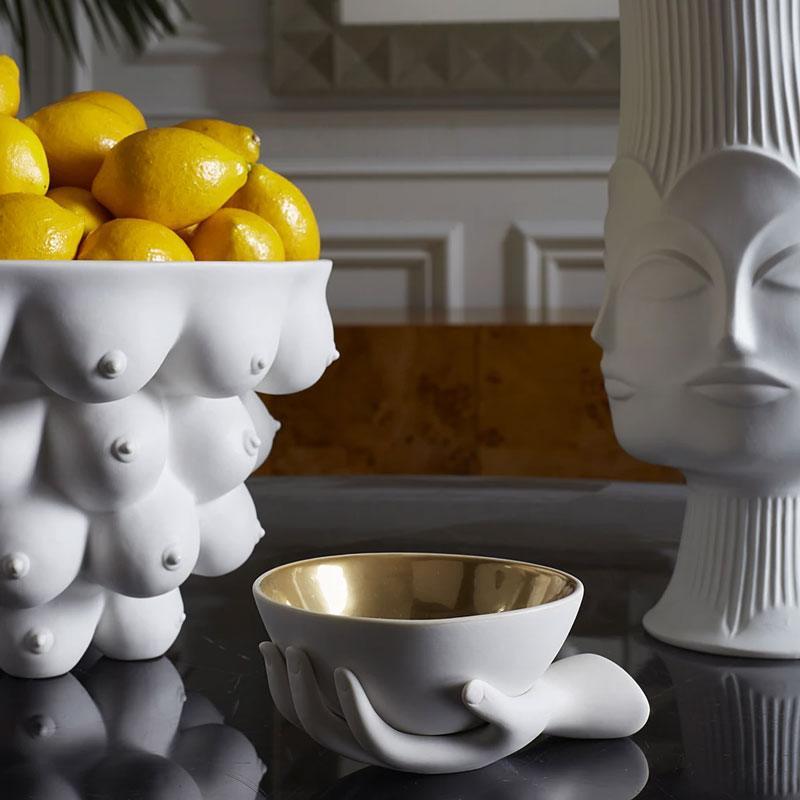 Jonathan Adler Schale Eve Accent Bowl | Mattweiß & Glänzend Gold