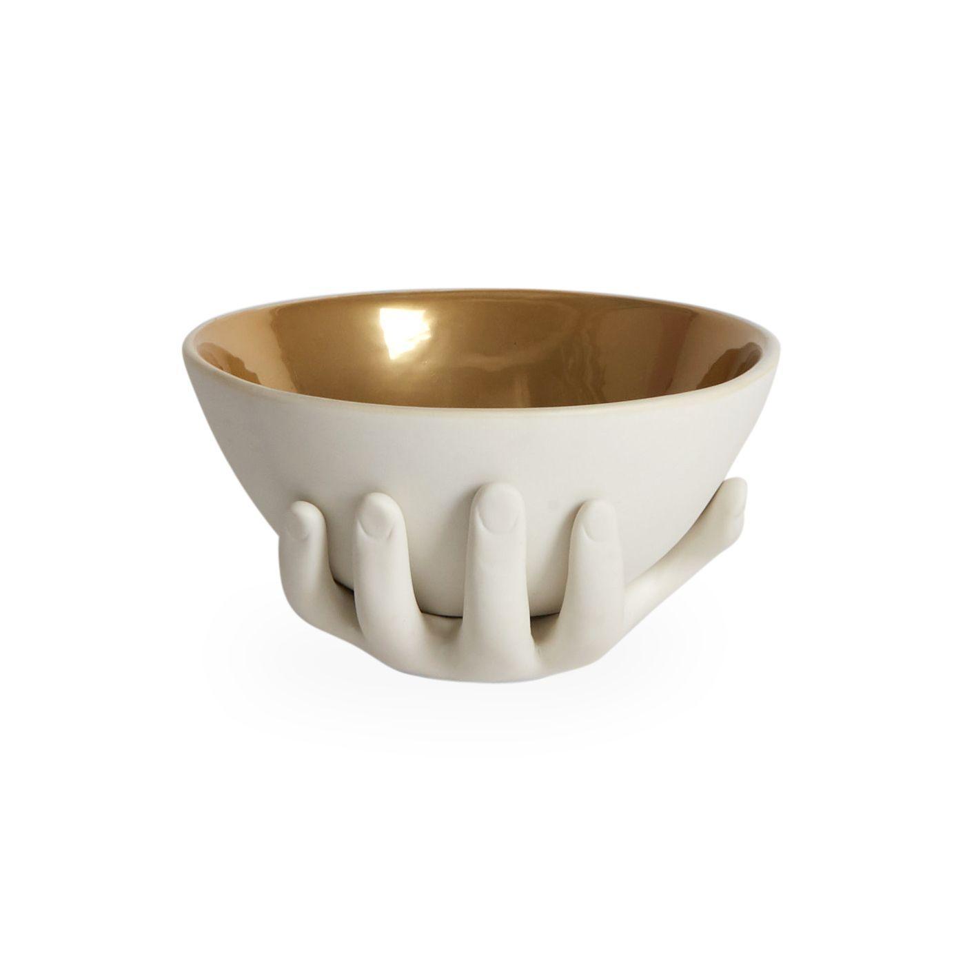 Jonathan Adler Schale Eve Accent Bowl | Mattweiß & Glänzend Gold