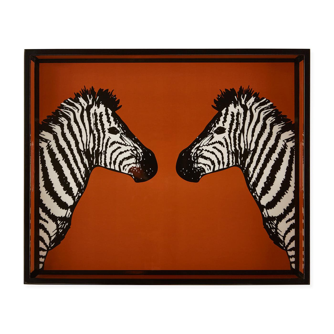 Jonathan Adler Servier- und Dekotablett Zebra Lacquer Tray | braun