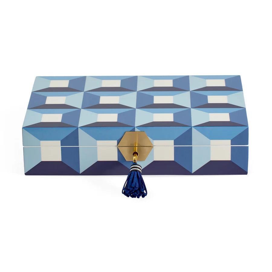 Jonathan Adler Sorrento Lacquer Schmuckkästchen Schatulle Blau&Weiß