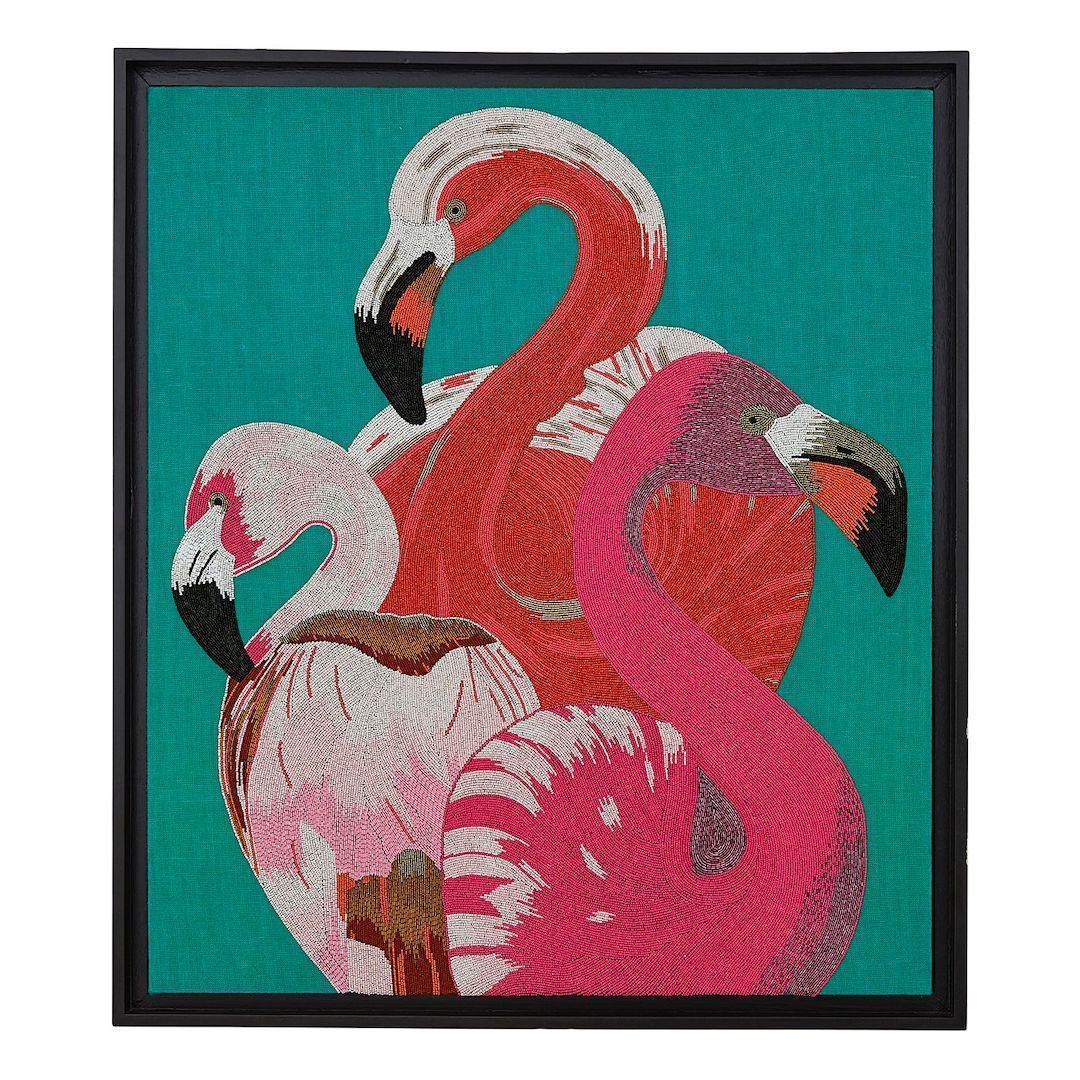 Jonathan Adler Wandbild Flamingo Beaded Wall Art | 87x100 cm