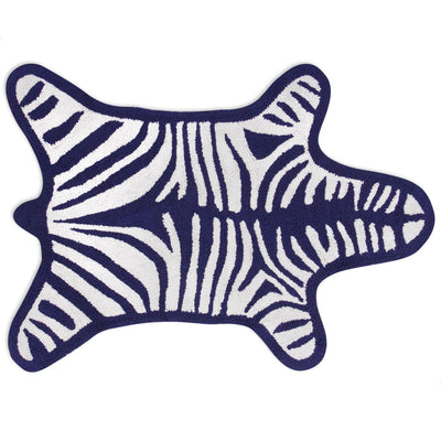 Jonathan Adler Wendbarer Badteppich Zebra Blau | 112x79 cm