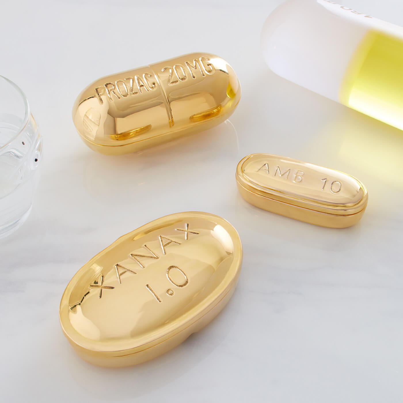 Jonathan Adler Xanax Pillendose aus massivem Messing | Gold