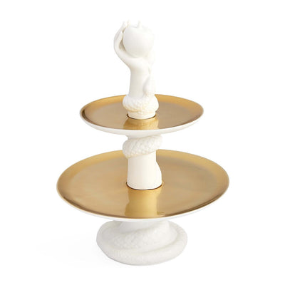 Jonathan Adler zweistufige Etagere Eden Eve Bon Bon | weiß & gold